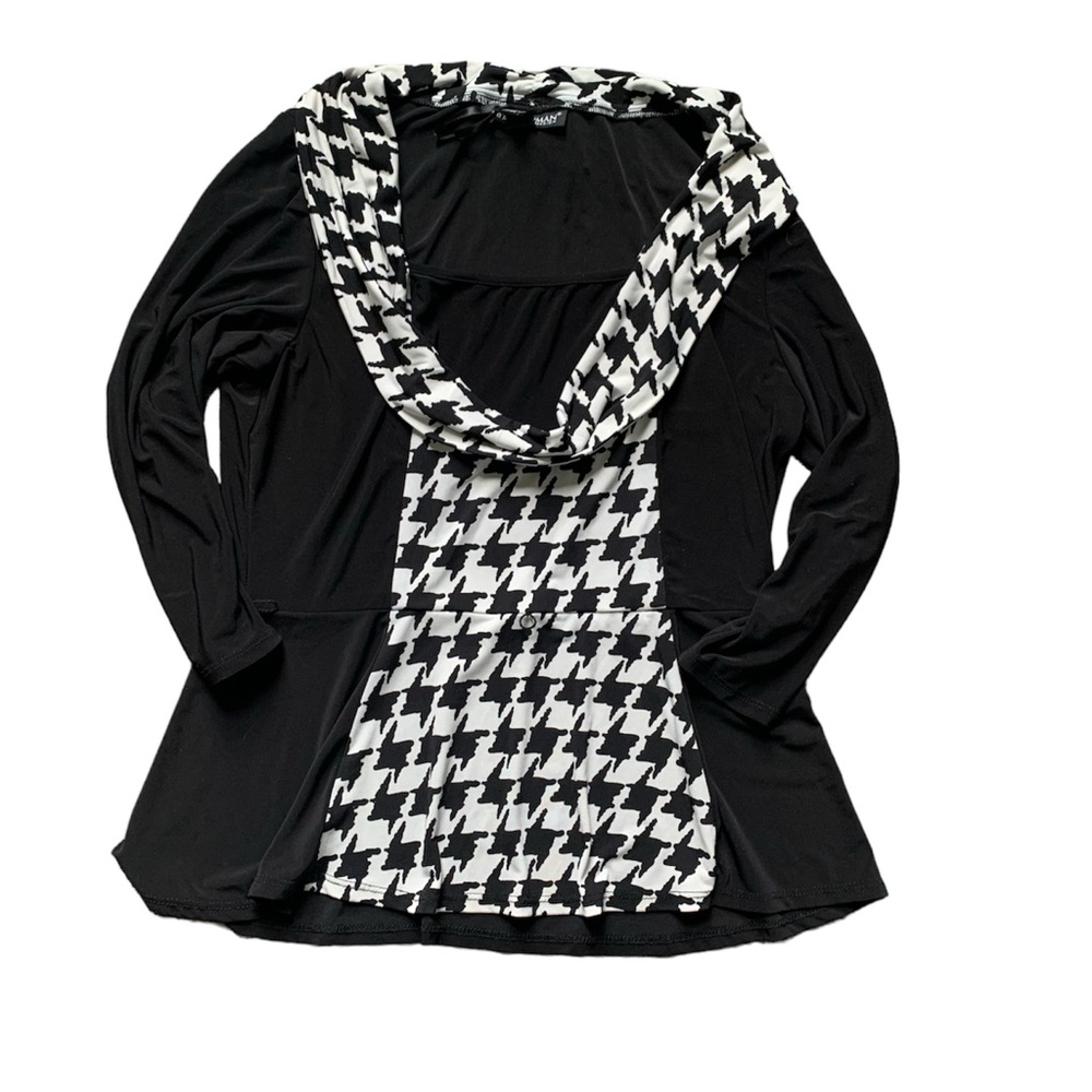 Frank Lyman Design Black and White Patterned Blouse 12